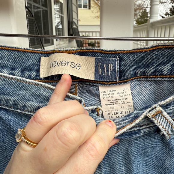 Vintage Gap 90s Reverse Gap Mom Straight Leg Denim Jeans Size 16 33.5” - Picture 4 of 9